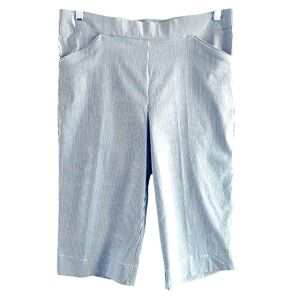 Counterparts Womens Blue White Striped Capri Pants Size Large Seersucker Beachy